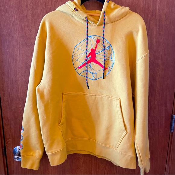 Nike Shirts Mens Mustard Yellow Nike Air Jordan Logo Graphic Fleece